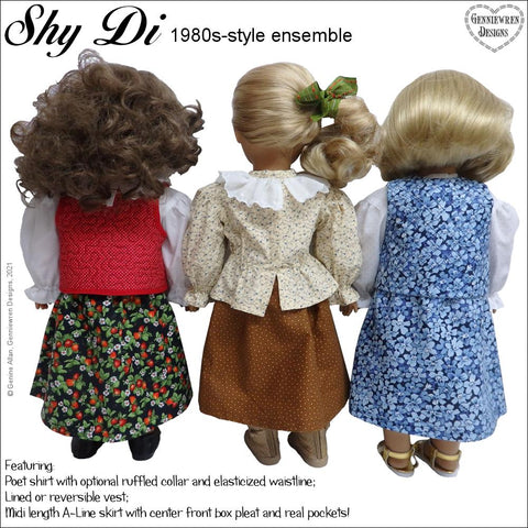 Genniewren 18 Inch Historical Shy Di 1980s Style Ensemble 18" Doll Clothes Pattern Pixie Faire