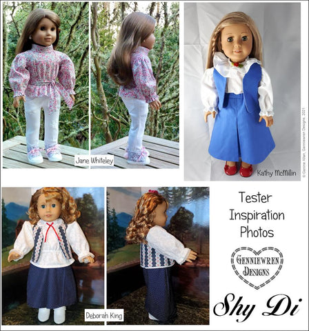 Genniewren 18 Inch Historical Shy Di 1980s Style Ensemble 18" Doll Clothes Pattern Pixie Faire