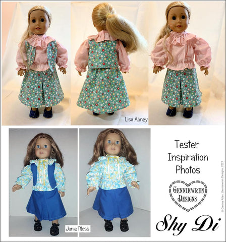 Genniewren 18 Inch Historical Shy Di 1980s Style Ensemble 18" Doll Clothes Pattern Pixie Faire