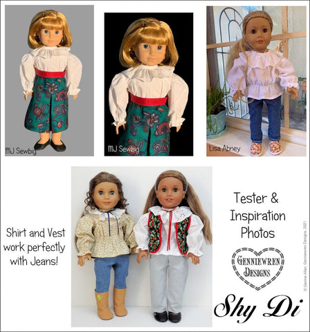 Genniewren 18 Inch Historical Shy Di 1980s Style Ensemble 18" Doll Clothes Pattern Pixie Faire