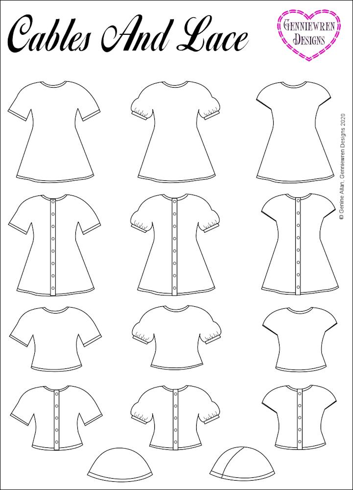 Genniewren A Girl For All Time Cables and Lace Knitting Pattern for 16" dolls such as A Girl for All Time Pixie Faire
