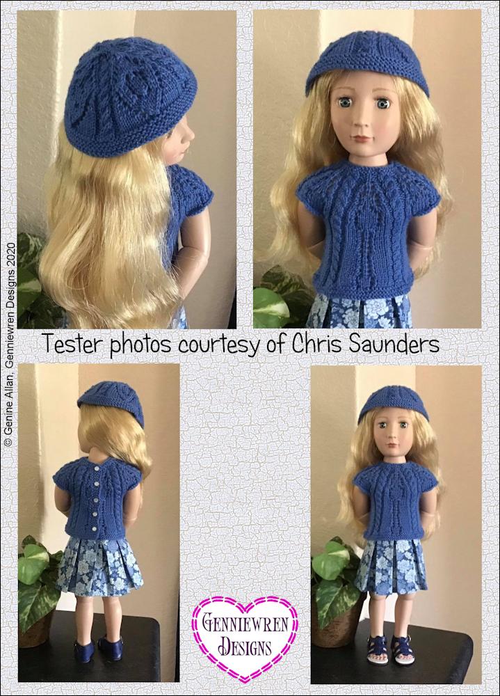 Genniewren A Girl For All Time Cables and Lace Knitting Pattern for 16" dolls such as A Girl for All Time Pixie Faire