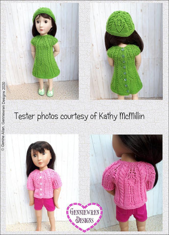Genniewren A Girl For All Time Cables and Lace Knitting Pattern for 16" dolls such as A Girl for All Time Pixie Faire