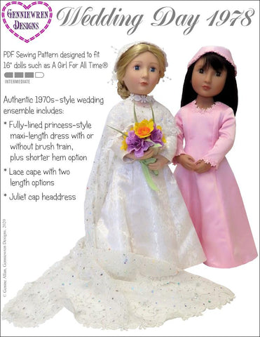 Genniewren A Girl For All Time Wedding Day 1978 Pattern for AGAT Dolls Pixie Faire