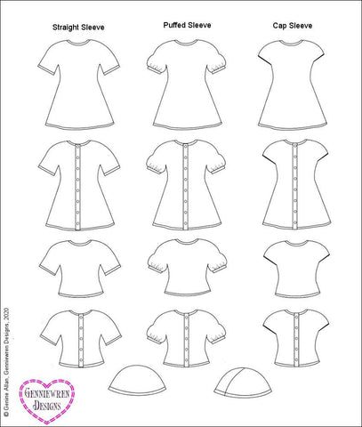 Genniewren Knitting Cables and Lace Dress 18" Doll Knitting Pattern Pixie Faire