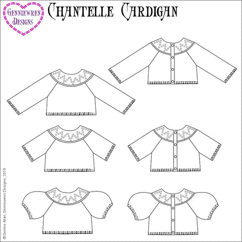 Genniewren H4H/Les Cheries Chantelle Cardigan Knitting Pattern for CLC and Paola Reina Dolls Pixie Faire