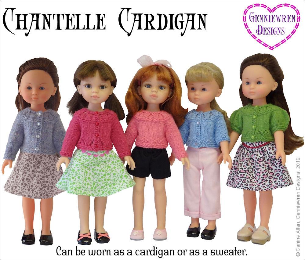 Genniewren H4H/Les Cheries Chantelle Cardigan Knitting Pattern for CLC and Paola Reina Dolls Pixie Faire