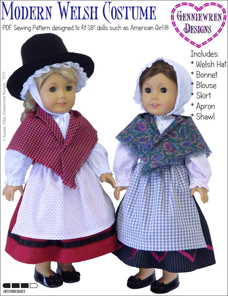 Genniewren Designs Modern Welsh Costume 18 inch Doll Clothes Pattern Genniewren Designs Modern Welsh Costume 18 inch Doll Clothes Pattern