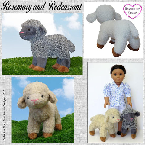 Genniewren 18 Inch Modern Rosemary and Redcurrant Lamb Pets for 18" Dolls Plush Pattern Pixie Faire