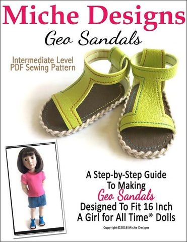 Miche Designs A Girl For All Time Geo Sandals Pattern for AGAT Dolls Pixie Faire