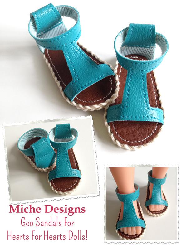 Miche Designs H4H/Les Cheries Geo Sandals Pattern for Les Cheries and Hearts for Hearts Girls Dolls Pixie Faire