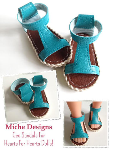 Miche Designs H4H/Les Cheries Geo Sandals Pattern for Les Cheries and Hearts for Hearts Girls Dolls Pixie Faire