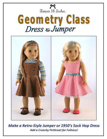 Forever 18 Inches 18 Inch Historical Geometry Class Dress & Jumper 18" Doll Clothes Pattern Pixie Faire