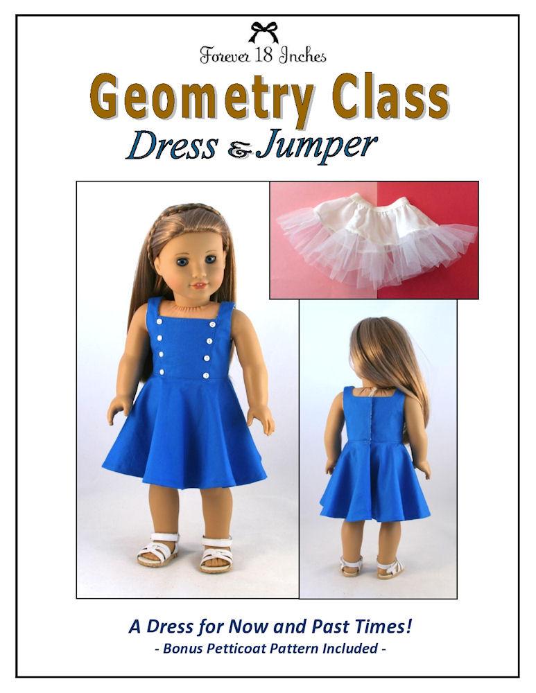 Forever 18 Inches 18 Inch Historical Geometry Class Dress & Jumper 18" Doll Clothes Pattern Pixie Faire