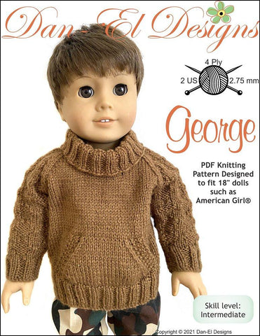 Dan-El Designs Knitting George 18" Doll Clothes Knitting Pattern Pixie Faire