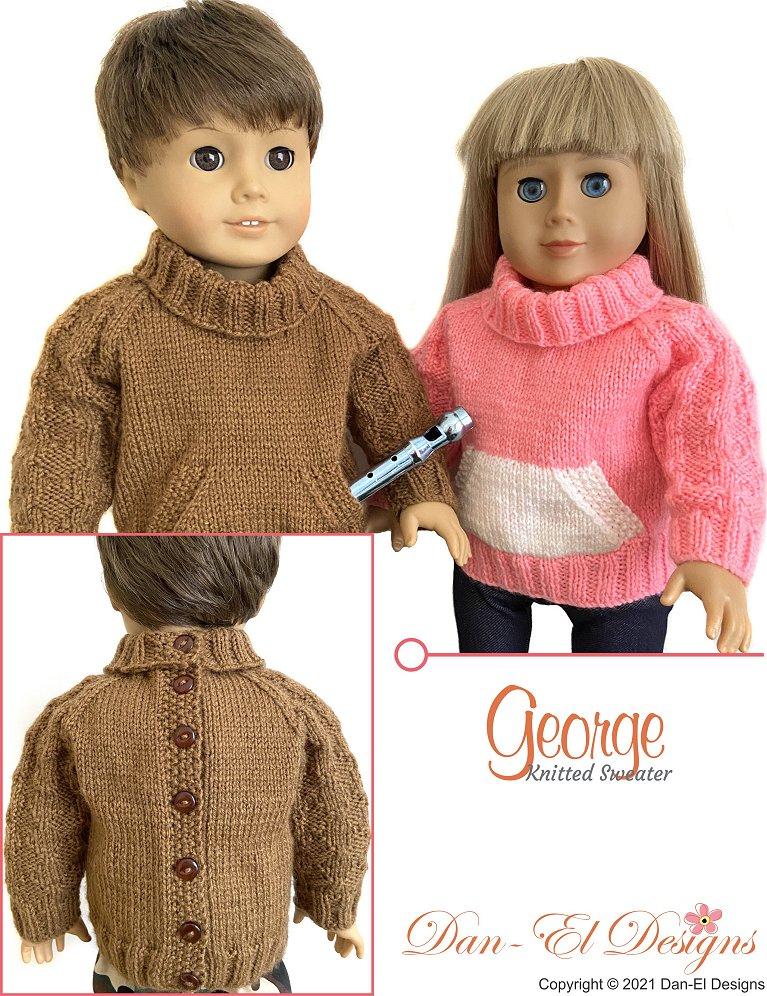 Dan-El Designs Knitting George 18" Doll Clothes Knitting Pattern Pixie Faire