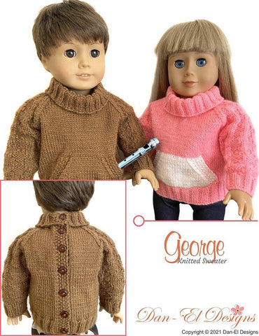 Dan-El Designs Knitting George 18" Doll Clothes Knitting Pattern Pixie Faire