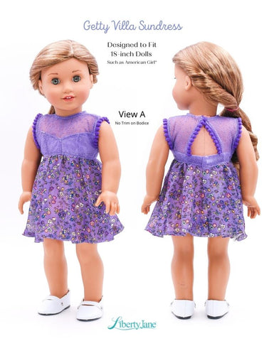 Liberty Jane 18 Inch Modern Getty Villa Sundress 18" Doll Clothes Pattern Pixie Faire