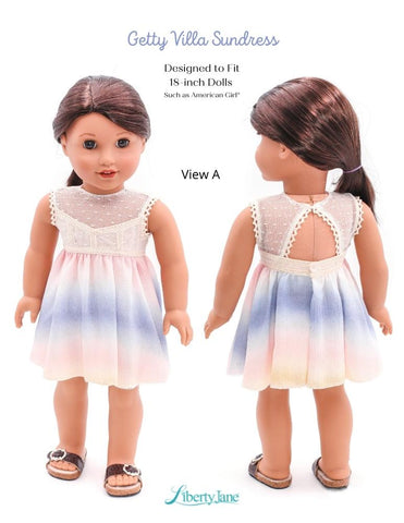 Liberty Jane 18 Inch Modern Getty Villa Sundress 18" Doll Clothes Pattern Pixie Faire