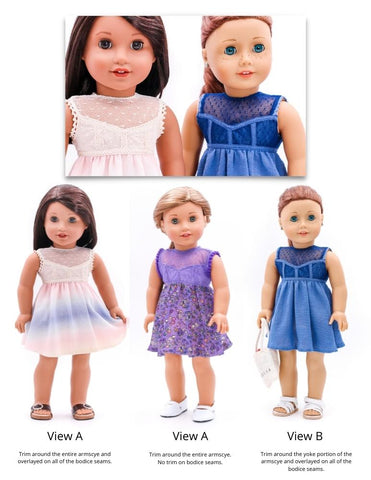 Liberty Jane 18 Inch Modern Getty Villa Sundress 18" Doll Clothes Pattern Pixie Faire