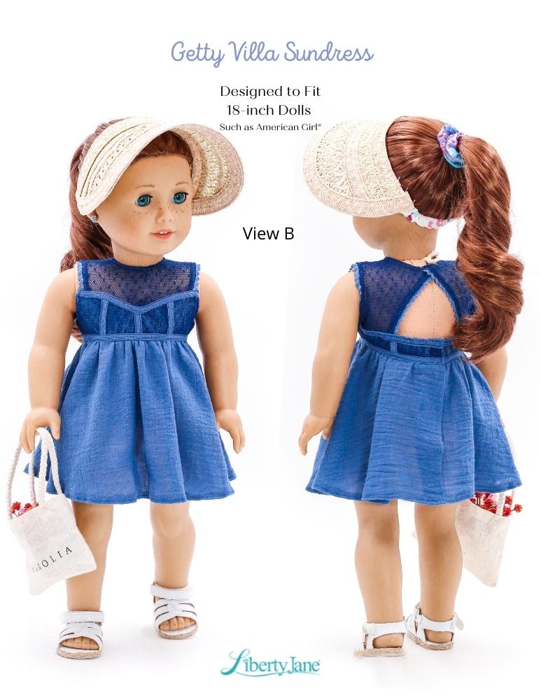 Liberty Jane 18 Inch Modern Getty Villa Sundress 18" Doll Clothes Pattern Pixie Faire
