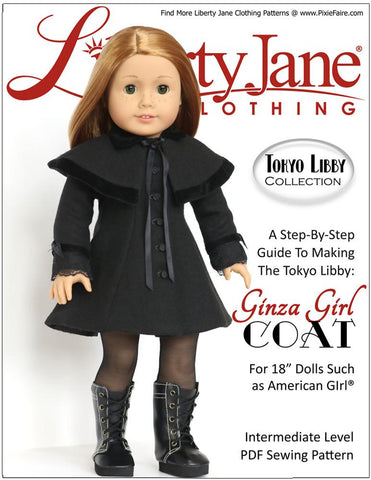 Liberty Jane 18 Inch Modern Ginza Girl Coat and Capelet 18" Doll Clothes Pattern Pixie Faire