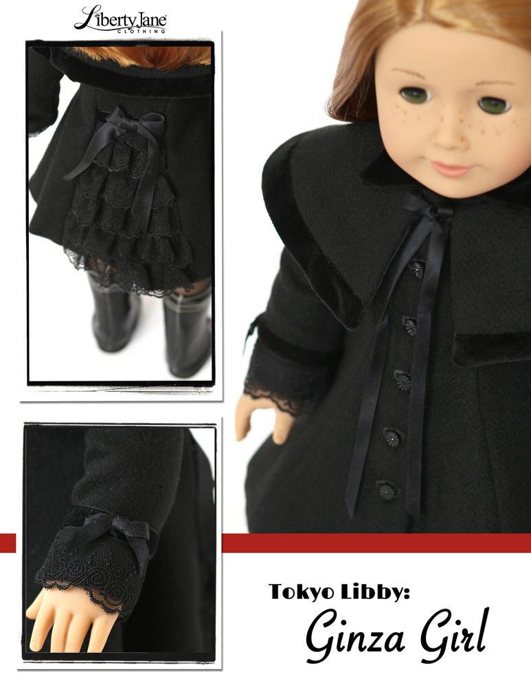 Liberty Jane 18 Inch Modern Ginza Girl Coat and Capelet 18" Doll Clothes Pattern Pixie Faire