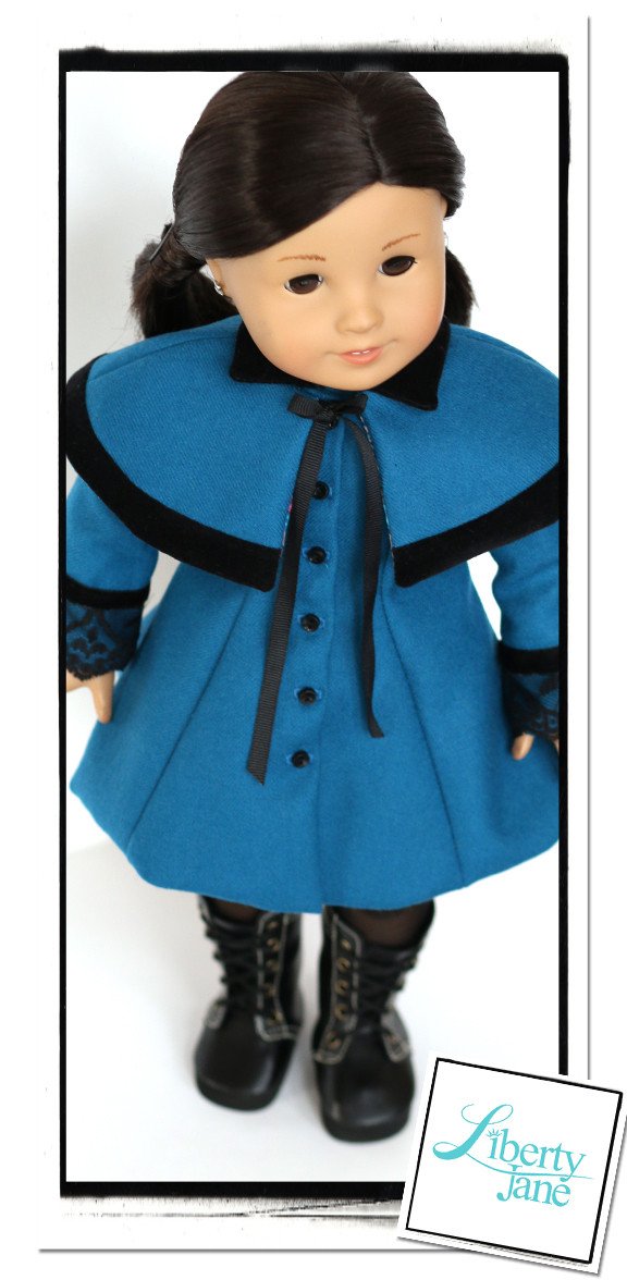 Liberty Jane 18 Inch Modern Ginza Girl Coat and Capelet 18" Doll Clothes Pattern Pixie Faire