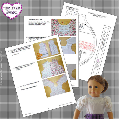 Genniewren 18 Inch Modern Highland Dance Blouse 18" Doll Clothes Pattern Pixie Faire