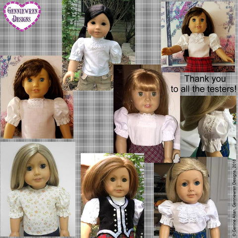 Genniewren 18 Inch Modern Highland Dance Blouse 18" Doll Clothes Pattern Pixie Faire