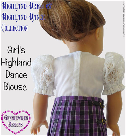 Genniewren 18 Inch Modern Highland Dance Blouse 18" Doll Clothes Pattern Pixie Faire