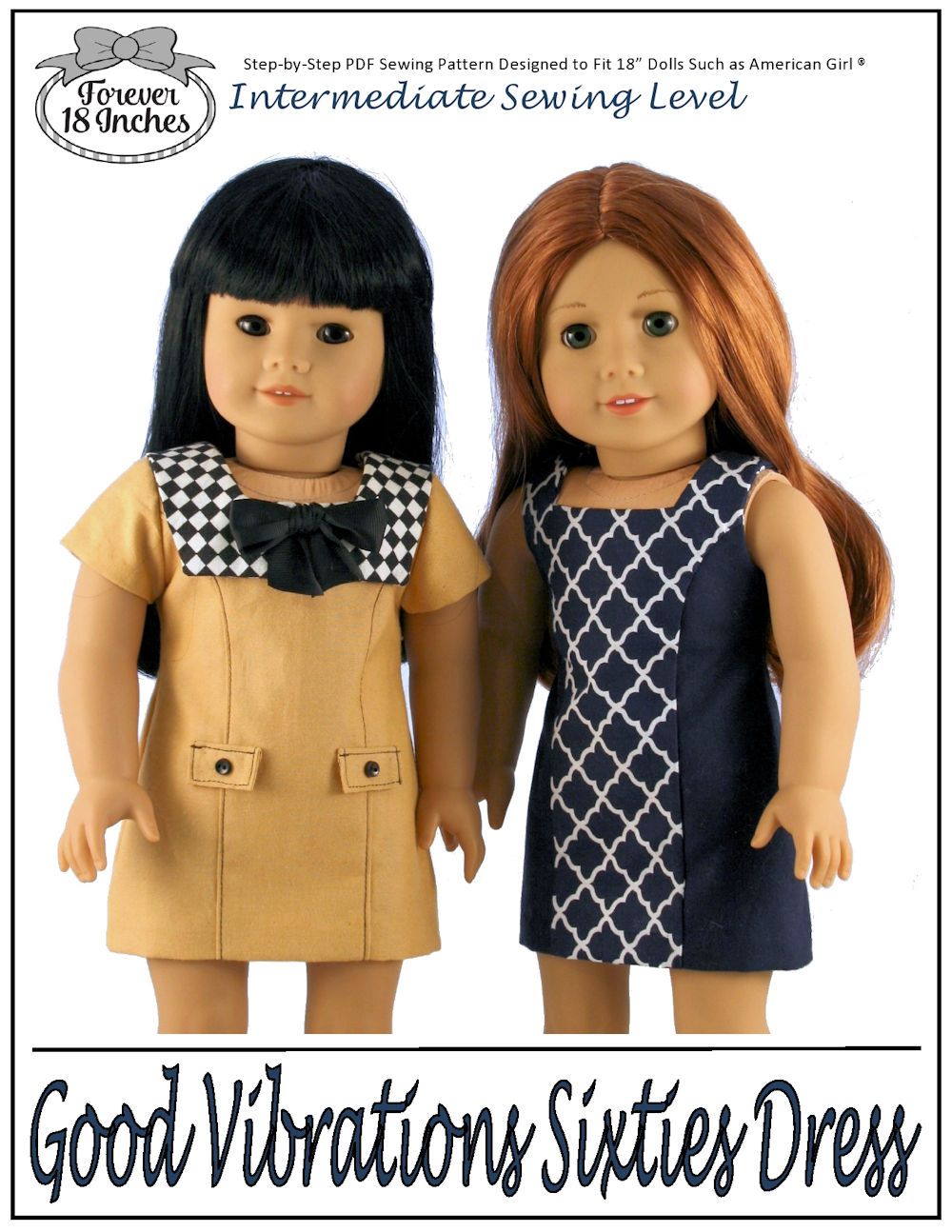 Forever 18 Inches 18 Inch Historical Good Vibrations Sixties Dress 18" Doll Clothes Pattern Pixie Faire