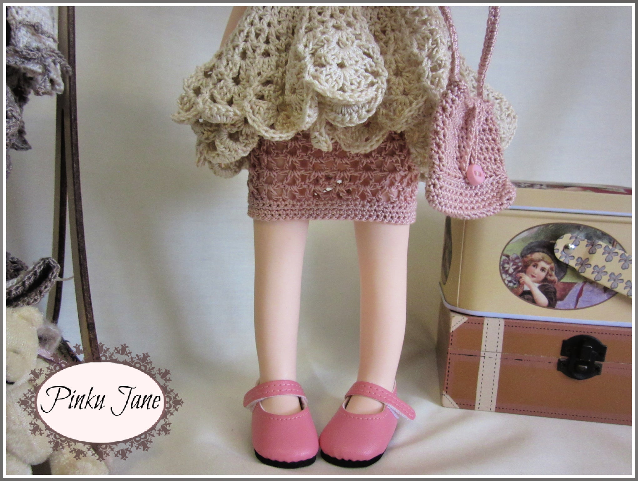 Pinku Jane Gorjuss Ruffles and Frills Mini Dress or Top Crochet Pattern For 12.5" Gorjuss Dolls Pixie Faire