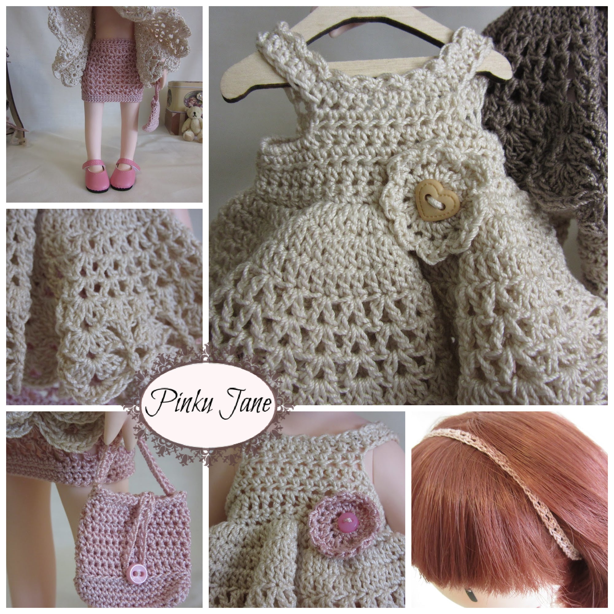 Pinku Jane Gorjuss Ruffles and Frills Mini Dress or Top Crochet Pattern For 12.5" Gorjuss Dolls Pixie Faire