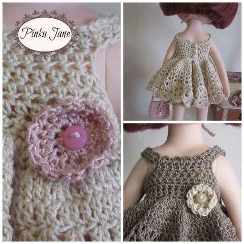 Pinku Jane Gorjuss Ruffles and Frills Mini Dress or Top Crochet Pattern For 12.5" Gorjuss Dolls Pixie Faire