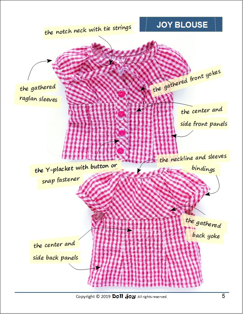 Doll Joy Gotz 19 Inch Joy Blouse Pattern for 19" Gotz Dolls Pixie Faire