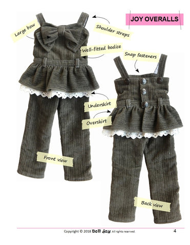 Doll Joy Gotz 19 Inch Joy Overalls Pattern for 19" Gotz Dolls Pixie Faire