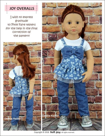 Doll Joy Gotz 19 Inch Joy Overalls Pattern for 19" Gotz Dolls Pixie Faire