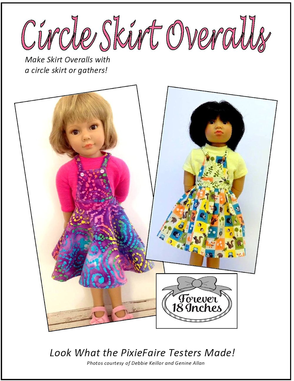 Forever 18 Inches Kidz n Cats Circle Skirt Overalls Pattern for Kidz N Cats and 19" Gotz Dolls Pixie Faire