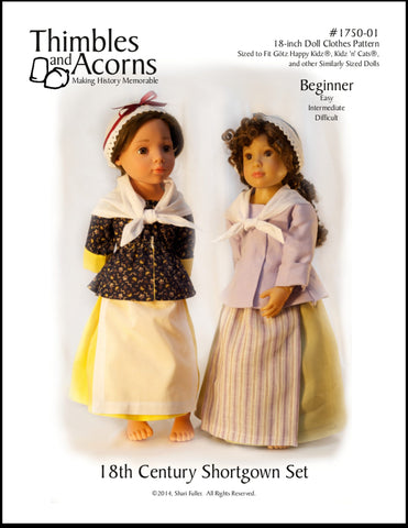 Thimbles and Acorns Kidz n Cats 18th Century Shortgown Set Pattern for Gotz and Kidz n Cats Dolls Pixie Faire