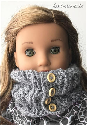 Knot-Sew-Cute Crochet Cabled Cowl 18" Doll Crochet Pattern Pixie Faire