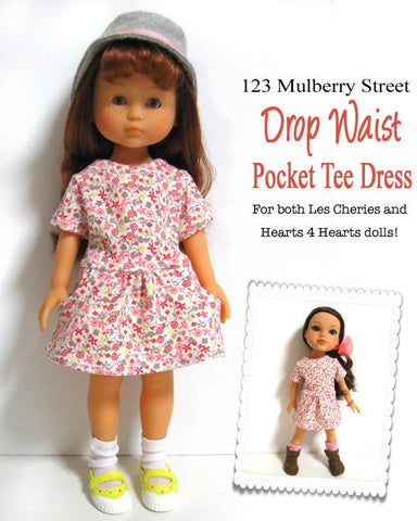 123 Mulberry Street H4H/Les Cheries Drop Waist Pocket Tee Dress Pattern for Les Cheries and Hearts for Hearts Girls Dolls Pixie Faire