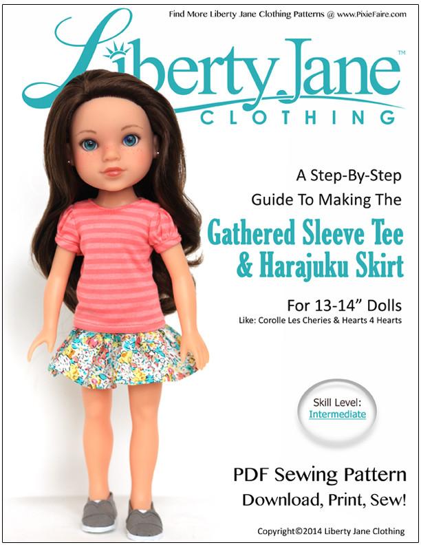 Liberty Jane H4H/Les Cheries Gathered Sleeve Tee and Harajuku Skirt for 13 - 14 Inch Dolls Pixie Faire