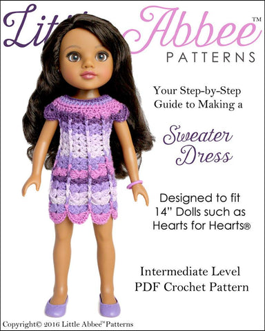 Little Abbee H4H/Les Cheries Sweater Dress Crochet Pattern for Les Cheries and Hearts for Hearts Dolls Pixie Faire