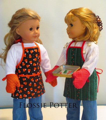 Flossie Potter 18 Inch Modern Holiday Baker Apron and Oven Mitts 18' Doll Clothes Pixie Faire