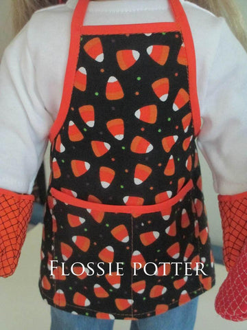 Flossie Potter 18 Inch Modern Holiday Baker Apron and Oven Mitts 18' Doll Clothes Pixie Faire