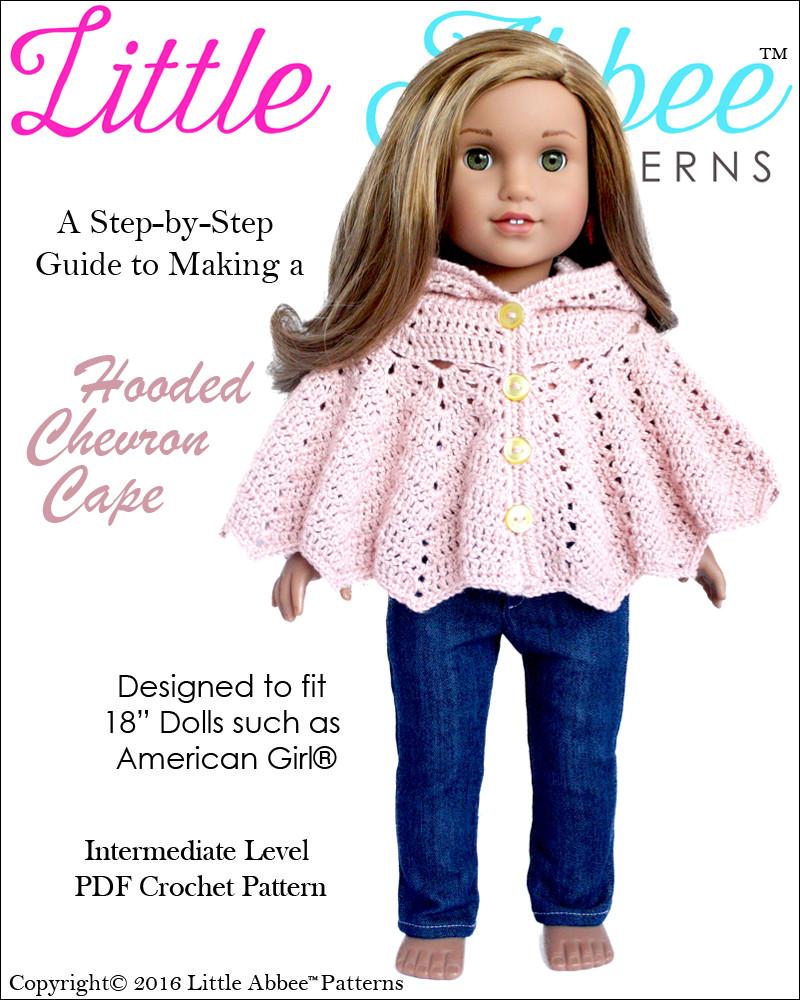Little Abbee Hooded Chevron Cape Doll Clothes Crochet Pattern 18