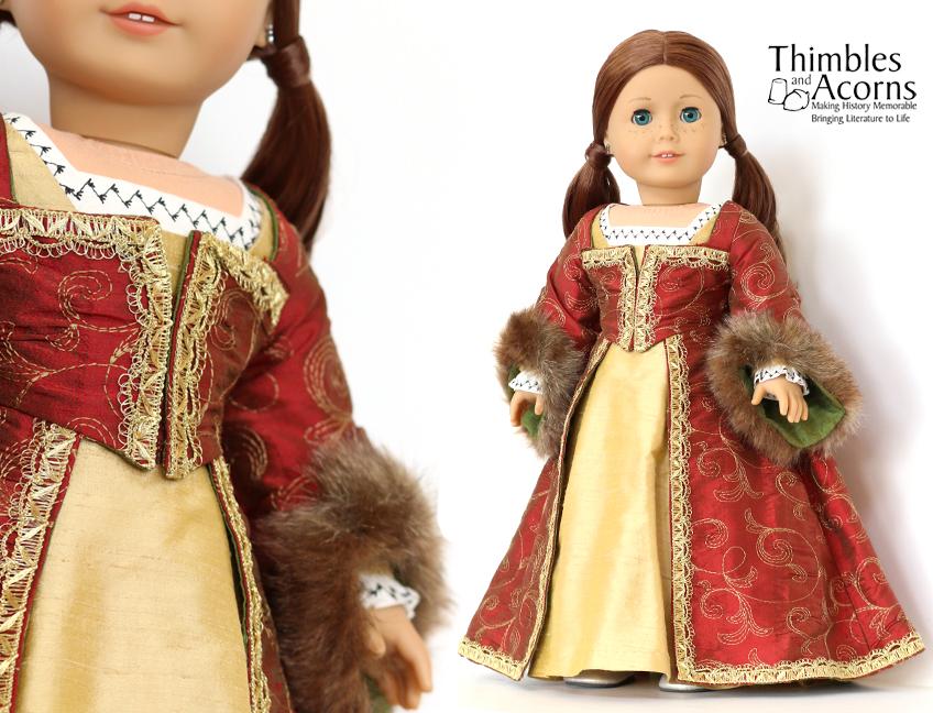 Thimbles and Acorns 18 Inch Historical Renaissance Faire Hampton Court Gown 18" Doll Clothes Pixie Faire