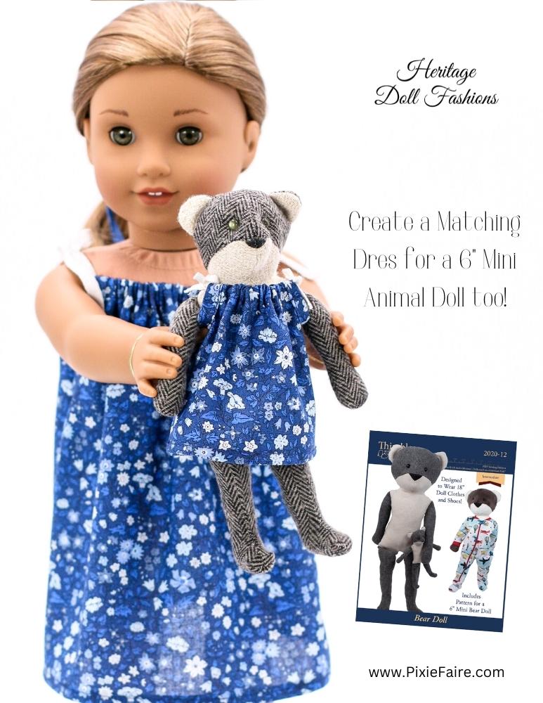 PF House Brand 18 Inch Modern Drawstring Dress 18" Doll Clothes Pattern Bundle Pixie Faire