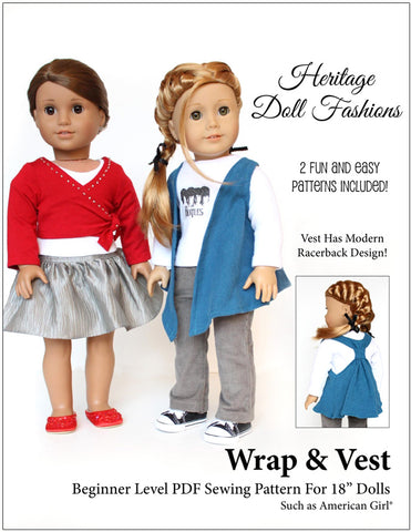 Heritage Doll Fashions 18 Inch Modern Wrap and Vest 18" Doll Clothes Pixie Faire